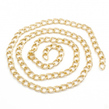 Ланцюг Алюмінієвий, Вите Плетіння, Текстурний, Колір: Світле Золото, Ланка 15х10х2мм, (13WB29206)