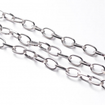 Ланцюг Якірне Плетіння, Залізо, Плоскоовальний, Непаяний, Колір: Платина, Ланка: 6.9х3.8х0.9мм, (13WB29219)