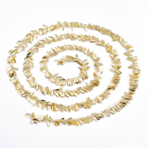 Ланцюг з Підвісками Лист, Ручна Робота, Латунь, Паяний, Покриття Золото 18К, Розмір ланки: 5х0.7мм, Підвіски: 9х3.7х1.2мм, (13WB29224)