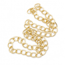 Ланцюг Алюмінієвий, Вите Плетіння, Непаяний, Колір: Світле Золото, Ланка 20х15.5х3х1.5мм, (13WB29228)