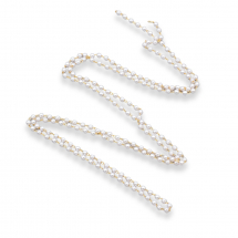 Ланцюг з Намистинами, Ручна Робота, Латунь і Перли АВS Пластик, Паяний, Позолота 18К/Білий, 3х2.6мм, (13WB29231)