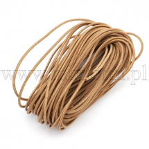 Sznurek Naturalna Skóra Wołowa do Robienia Bransoletek i Biżuterii, Okrągły, Camel, 2mm, 10m/wiązka, (13WB29235)