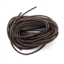 Sznurek Naturalna Skóra Wołowa, do Tworzenia Biżuterii, Okrągły, Brązowy, 2mm, 10m/wiązka, (13WB29237)