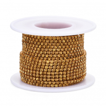 Taśma Łańcuszek Ozdobny z Cyrkoniami, Trwała Powłoka, SS6.5, Topaz, 2mm, około 9m/szpula (13WB29259)