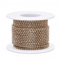 Taśma Łańcuszek Ozdobny z Cyrkoniami, Trwała Powłoka, SS6.5, Jasny Brzoskwiniowy, 2mm, około 9m/szpula (13WB29260)