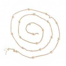 Łańcuszek Mosiądz, Skręcany, z Koralikami, Lutowana, Powłoka Trwala, Pozłacany 18K, 1.5x1x3x0.5mm, 1m (13WB29269)