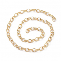 Ланцюг з Латуні Якірне Плетіння, Плоскувальний, Паяний, Стійке Покриття Золото 18К, Ланка: 8х6х1.1мм, (13WB29270)