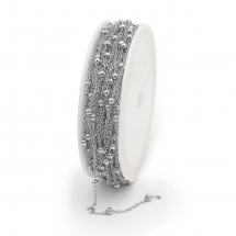 Łańcuszek Kotwiczny, Żelazny z Koralikami, Powlekany Mosiądz, Lutowane, Platynowy, 2.2x1.7x0.7mm, 12m/szpula (13WB29275)