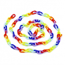 Ланцюг Акриловий Ручної Роботи, Непрозорий, Колір: Різнобарвний, Ланка: 15х9х3мм, 1м/нитка, (13WB29292)