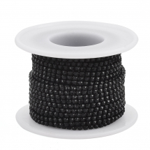 Стразовий Ланцюг Декоративний, Стійке Покриття, Джет (Чорний), 3мм, 9м/котушка, (13WB29317)