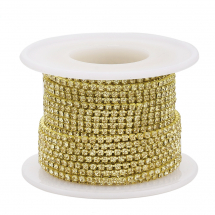 Стразовий Ланцюг Декоративний, Стійке Покриття, Цитрин, 3мм, 9м/котушка, (13WB29319)