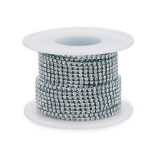 Taśma Łańcuszek Ozdobny z Cyrkoniami SS6.5, Trwała Powłoka, Blady Turkus/Kryształ, 2mm, około 9m/szpula, (13WB29322)