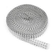 Декоративна Стрічка під Стрази, Пластик, Рулон 9 метрів, Срібло, 15х1мм, (13WB29379)