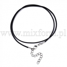 Baza Naszyjnika do Rękodzieła i Biżuterii, Sznurek Bawełniany, z Łańcuszkiem, Czarny, 43.5cm, 5szt (13WB29390)