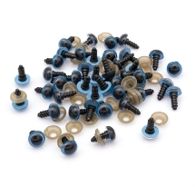 Oczka Bezpieczne z Gwintom i Zaciska, Plastik, dla Zabawek, Okrągłe, Niebieskie, 14mm, 40szt (13WB17606)