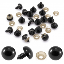 Oczy Bezpieczne z Gwintom i Zaciska do Zabawek, Plastikowe, Okrągły, Czarny, 16mm, 20par (13WB23905)