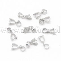 Тримач для кулонів, Латунь, Срібло, 15х5мм, Отвір 3х4мм, Пін 0.8мм, (13WB18992)