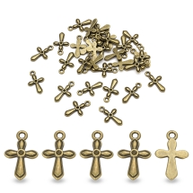 Zawieszka Wisiorek Krzyż, Stop Metalowy do Rękodzieła i Biżuterii, Bronze, 19.5x12x2mm, 40szt (13WB20857)
