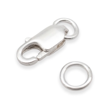 Srebro 925, Zapięcie Karabińczyk-Lobster z Kółkami, 14mm, Karabińczyk: 8x4x2mm, 1szt (13WB21522)