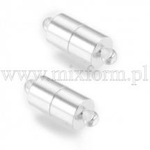 Zapięcie Magnetyczne, Mosiądz do Rękodzieła i Biżuterii, Kolumna, Srebrny, 16x6mm, 2szt (13WB17453)