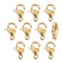 Zapięcie Karabińczyk Lobster, Stal Nierdzewna, do Rękodzieła i Biżuterii, 9x6x3mm, Pozłacane 24K, 10szt (13WB27920)