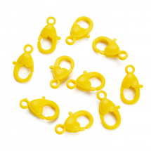 Zapięcie Karabinek-Lobster, Plastik, Serce, Żółty, 22.5x13x6.5mm, Otwór 3mm, 10szt (13WB28926)