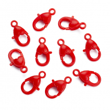 Zapięcie Karabinek-Lobster, Plastikowy, Serce, Czerwony, 22.5x13x6.5mm, Otwór 3mm, 10szt/opakowanie (13WB28927)