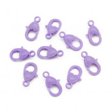 Zapięcie Karabinek-Lobster, Plastikowy, Serce, Liliowy, 22.5x13x6.5mm, Otwór 3mm, 10szt/opakowanie (13WB28929)
