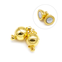 Zapięcie Magnetyczne, do Rękodzieła i Biżuterii, Mosiądz, Okrągły z Kółkami, Złoty, 14x8mm, Otwór 2mm, 2szt (13WB29003)