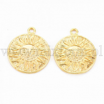 Підвіска Латунь Сонце, Позолота 18К, 17х14.5х1мм, Отвір 1.4мм, (13WB29059)