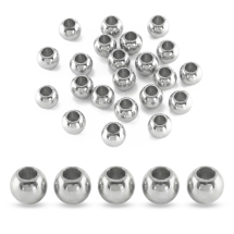 Koraliki Mosiądz Okrągłe, Powłoka Prawdziwa Platina, 4mm, Otwór 2mm, 20szt (13WB29064)