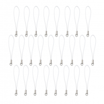 Шнур з Петлею з Латуні та Нейлону, Основа Фурнітура для Брелоків, Білий, 60мм, Кільце 8мм, (13WB29105)