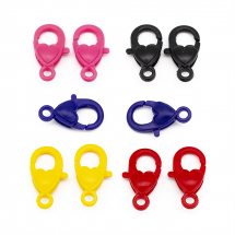 Набір Застібка Карабін-Лобстер, Пластик, Серце, Розмір: 22.5х13х6.5мм, Отвір 3мм, 10шт/5 кольорів/набір, (13WB29124)