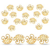 Шапочки для Намистин, Латунь, Квітка, Колір: Золото, Діаметр: 4x10мм, Товщина 4мм, Отвір 1мм, 20шт/упаковка, (13WB29160)