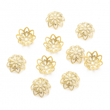 Шапочки для Намистин, Нержавіюча Сталь, Квітка, Колір: Золото, Розмір: Діаметр 11х4мм, Отвір 1мм, 10шт/упаковка, (13WB29161)