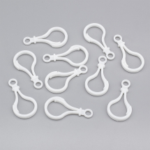 Застібка Карабін для Ключів, Пластик, Колір: Білий, 51x25x3мм, Отвір 6мм, (13WB29343)