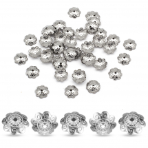 Шапочки для Намистин, Нержавіюча Сталь, Квітка, 8 пелюсток, 10х1мм, Отвір 1мм, 50шт/упаковка, (13WB29356)