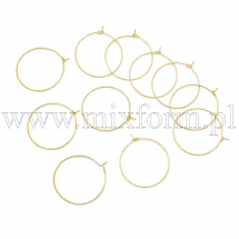 Bigle Koła, Baza do Kolczyków, Stal Chirurgiczna, Pozłacanie 18K, 35x30x0.7mm, 10szt (13WB29377)