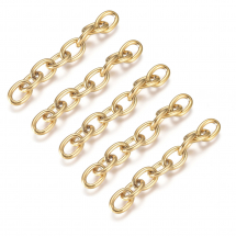 Łańcuch Przedłużenyj, Stal Nierdzewna, Kolor: Złoty, 49-50.5mm, Ogniwo: 6x8-9x1.3mm, 5szt (13WB29387)