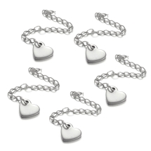 Łańcuszek Przedłużający z Zawieszką Serce, Stal Nierdzewna, 60mm, Zawieszka 9x10x1.5mm, 5szt (13WB29402)