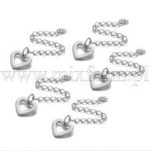 Łańcuszek Przedłużający z Zawieszką Serce, Stal Nierdzewna, 60mm, Zawieszka 10x11x1mm, 5szt (13WB29403)