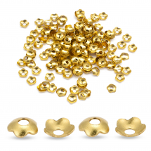 Шапочки для Намистин, Латунь, Квітка, Колір: Золото, 4мм, (13WB29419)