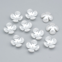 Шапочки для Намистин ABS Пластик Перли, Квітка, 4-пелюсткова, Біла, 24х24х11мм, Отвір: 2мм, 10шт/упаковка, (13WB29422)