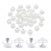Шапочки для Намистин ABS Пластик, Квітка, 4-пелюстковий, Кремово-білий, 15х15х4мм, (13WB29437)