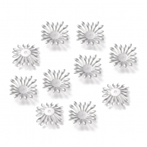 Nakładki na Koraliki, Stal Nierdzewna, Kwiatek, 25x25x4mm, 10szt/opakowanie (13WB29440)