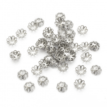 Шапочки для Намистин, Нержавіюча Сталь, Квітка, Розмір: 7х2.5мм, Отвір 1мм, 50шт/уп, (13WB29442)