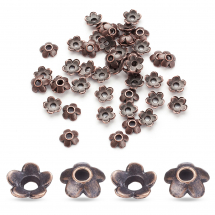 Шапочки для Намистин Металеві, Квітка, Колір: Мідь, 6.5x6.5x2мм, (13WB29453)