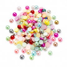 Kaboszony Perłowe, ABC-Plastic, Półokrągłe, Kolor: Mix, 8mm, Grubość 4mm, około 220szt/25g (13WB29484)