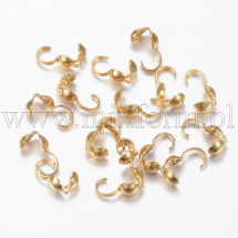 Łapaczki, Końcówki Zaciskowe, Stal Nierdzewna, Pozłacane 24K Złotem, 9x3.8x4mm, 20szt (13WB29674)