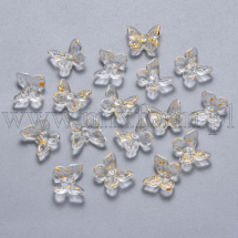 Zawieszki Wisiorki Szklany Motyl, Przezroczyste z Efektem Gwiazdy Pył, Bezbarwny, 9.5x11x3mm, 20szt (13WB29726)